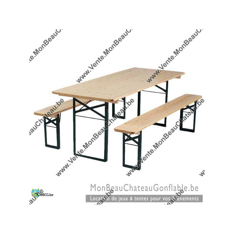 Tables de brasserie- Ensemble table et bancs - location