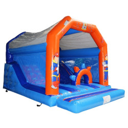 Le Classique Pompier, château gonflable couvert avec toboggan - vente